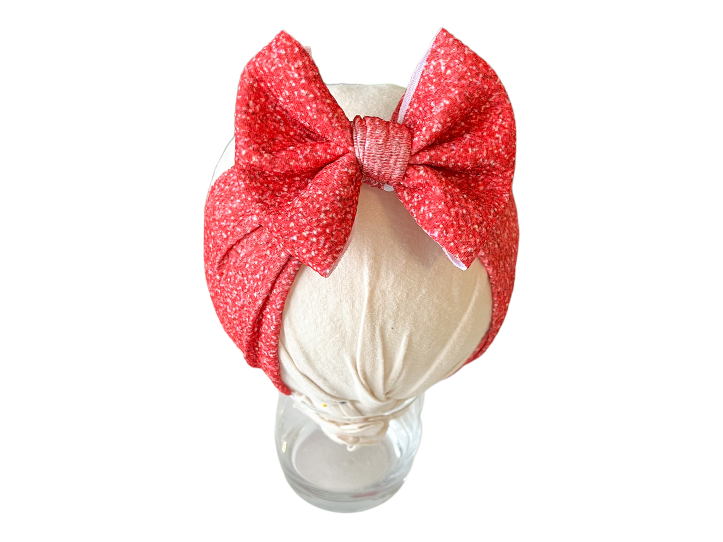 Red Faux Glitter Headwrap Baby Bow
