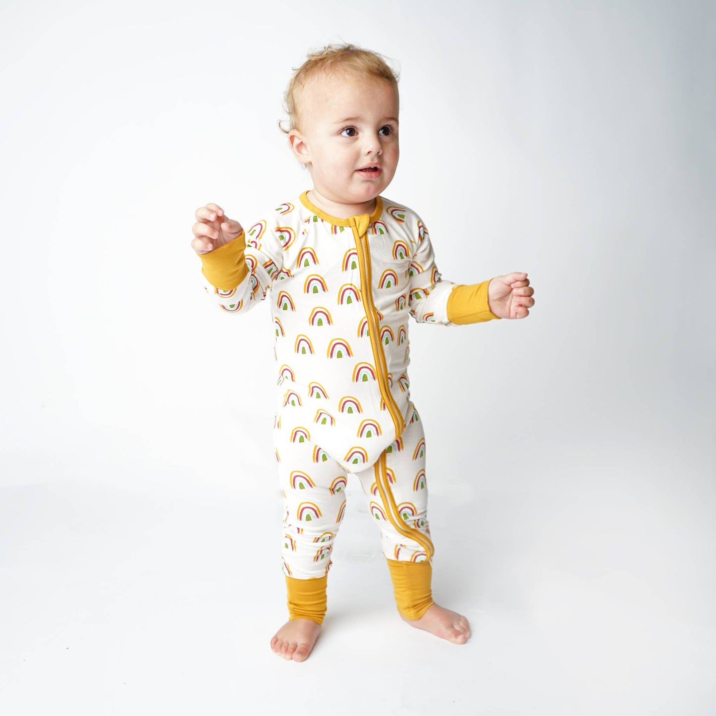 Rainbow Boho Baby Pajamas Bamboo Convertible Romper