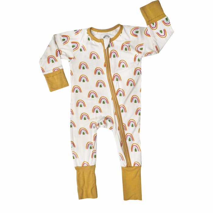 Rainbow Boho Baby Pajamas Bamboo Convertible Romper