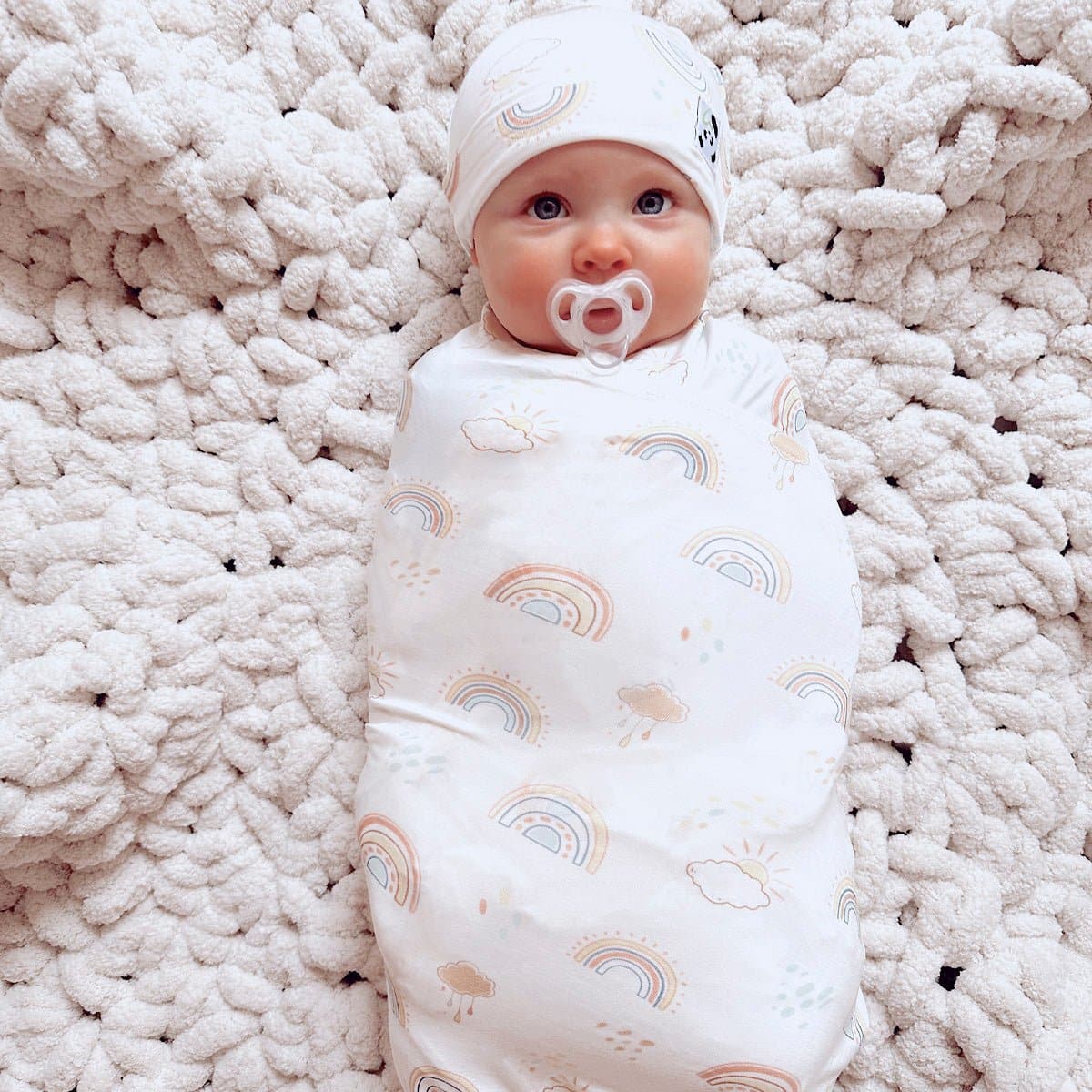 Rainbows Bamboo Swaddle & Beanie Set