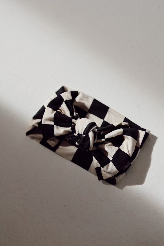 Black Checkerboard | Bamboo Head Wrap