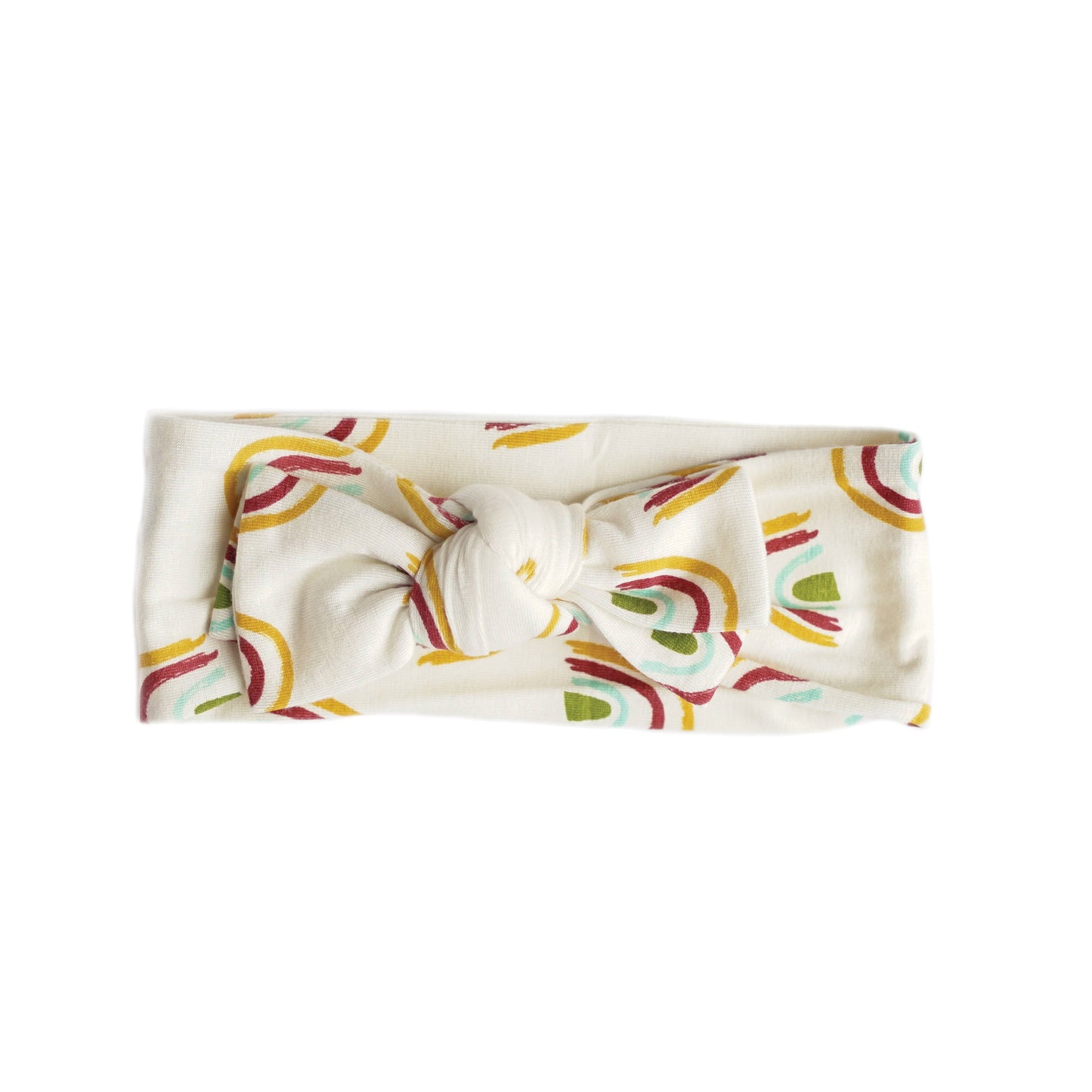 Rainbow Bamboo Headband Bow: 0-12M
