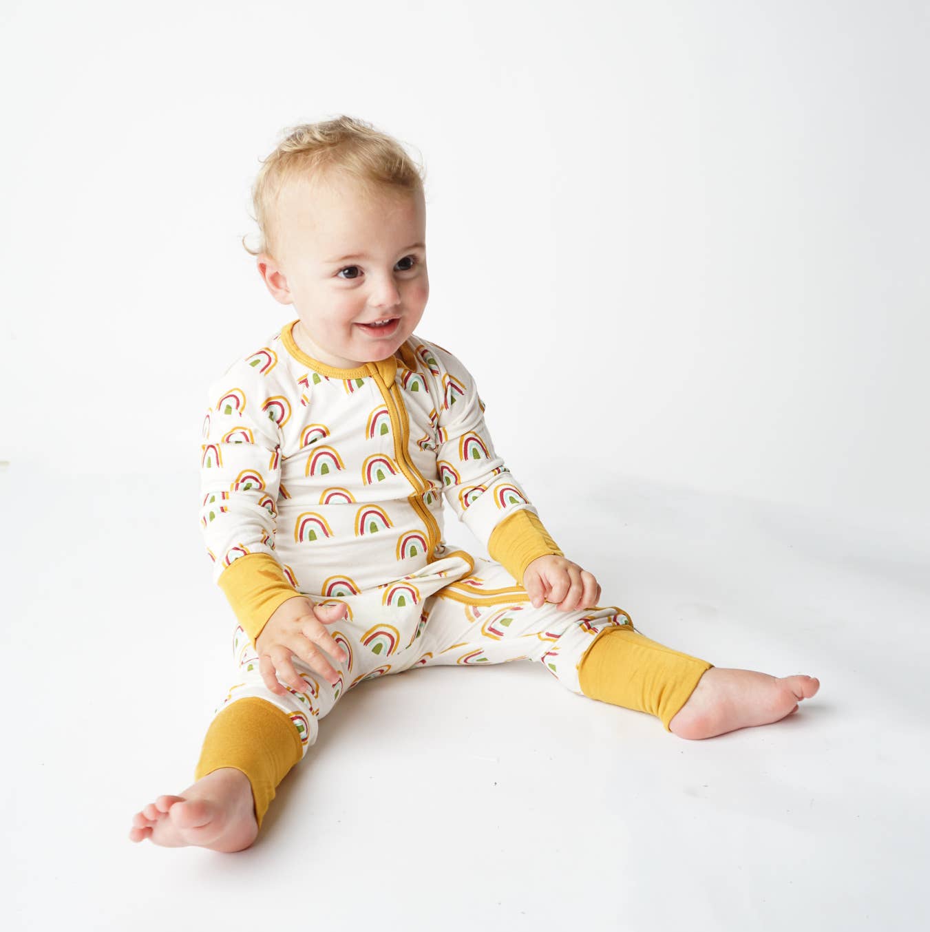 Rainbow Boho Baby Pajamas Bamboo Convertible Romper