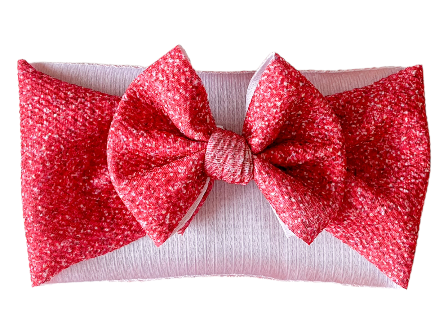 Red Faux Glitter Headwrap Baby Bow
