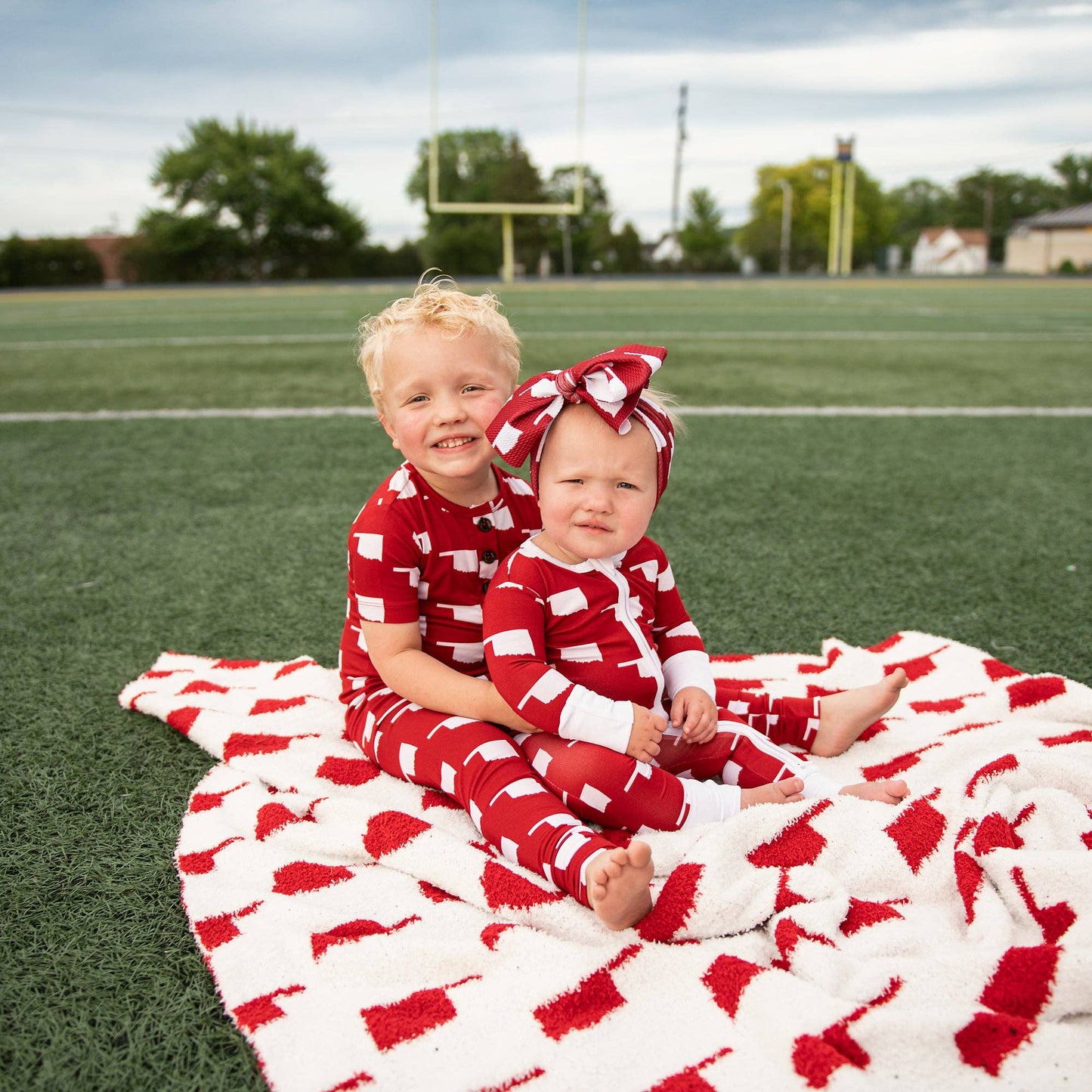 Baby Children Kids Gift State Football Plush Blanket Oklahoma Crimson & White