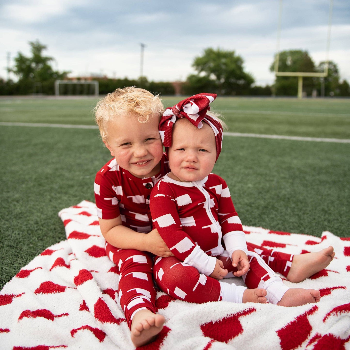 Baby Children Kids Gift State Football Plush Blanket Oklahoma Crimson & White