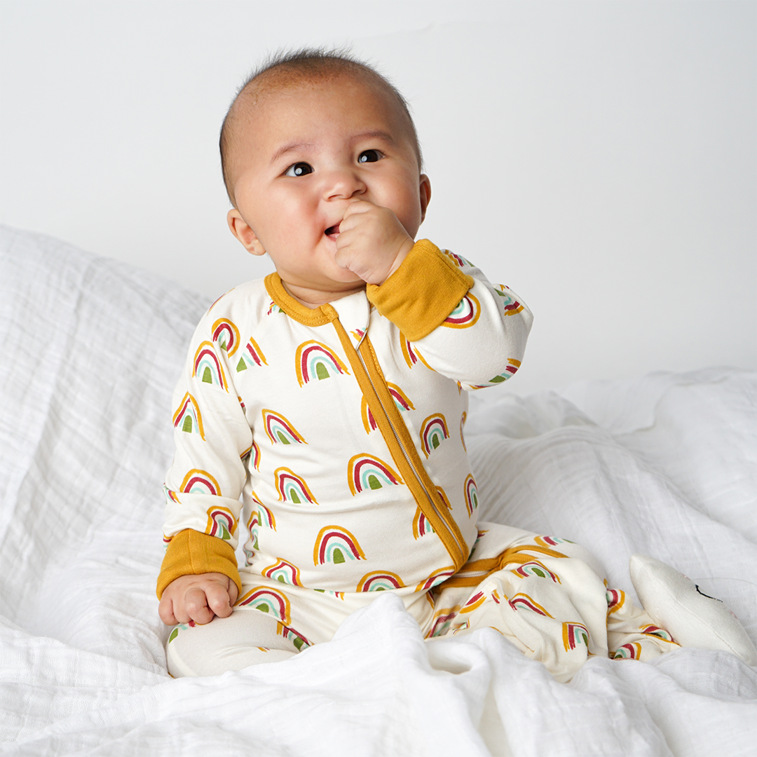 Rainbow Boho Baby Pajamas Bamboo Convertible Romper