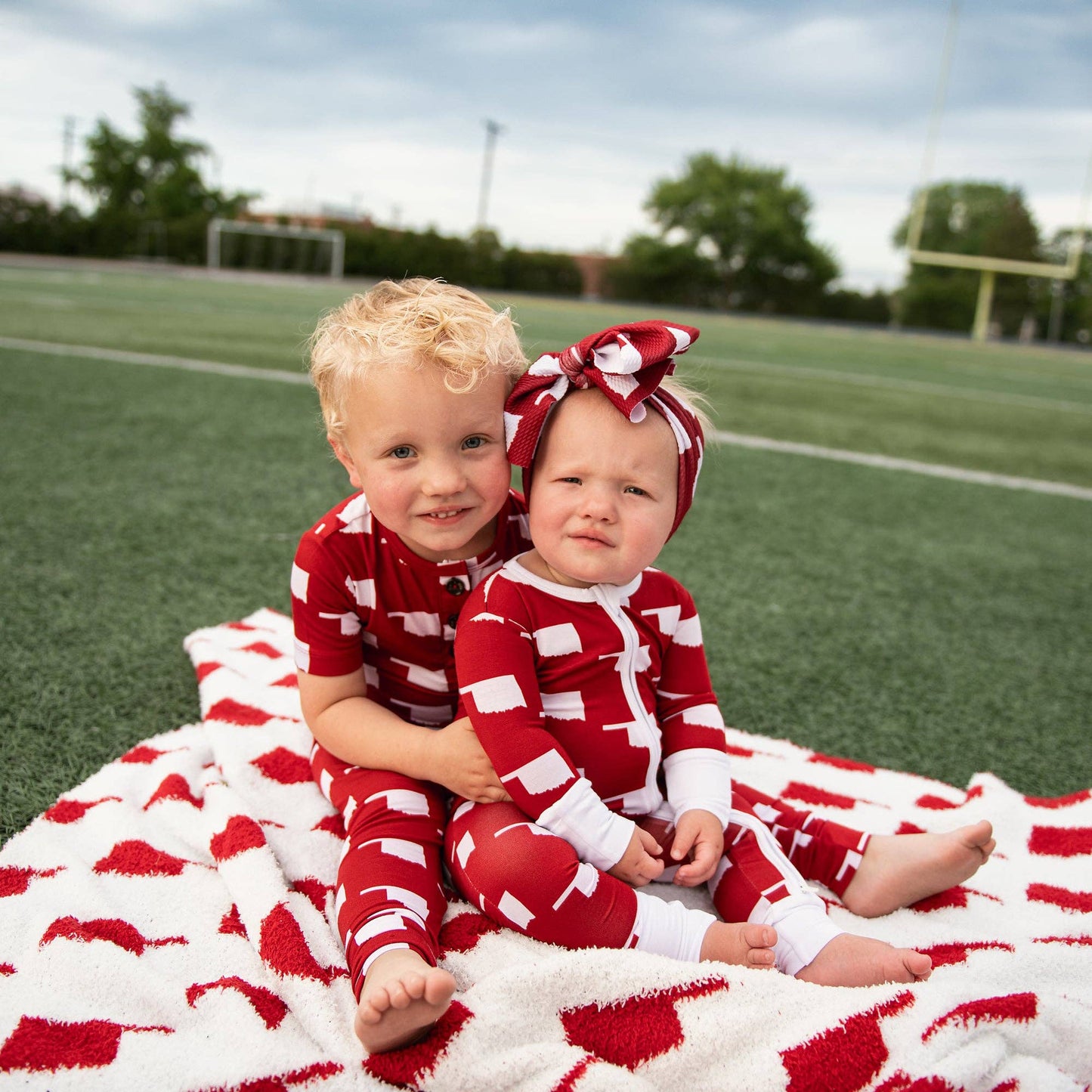 Baby Children Kids Gift State Football Plush Blanket Oklahoma Crimson & White