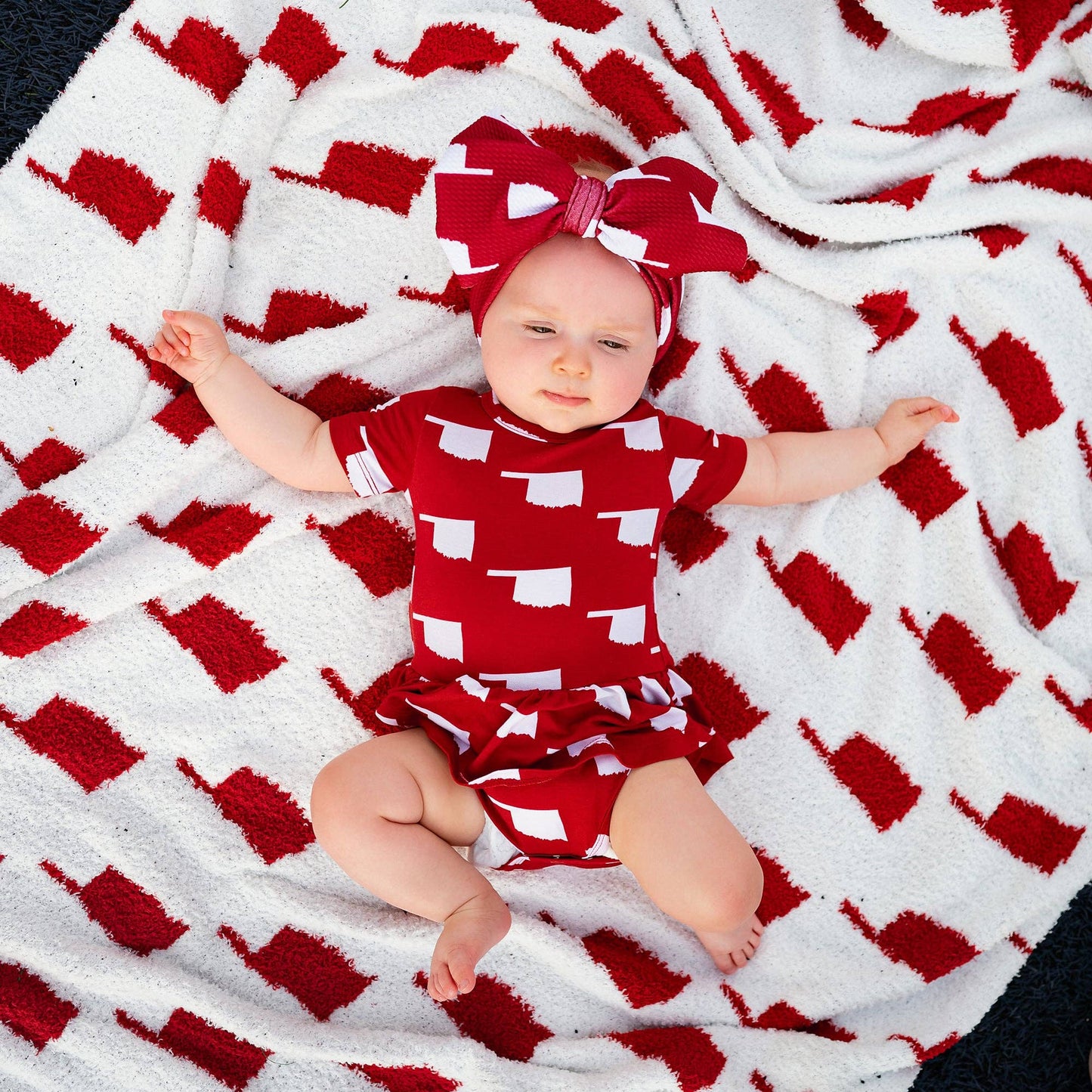 Baby Children Kids Gift State Football Plush Blanket Oklahoma Crimson & White