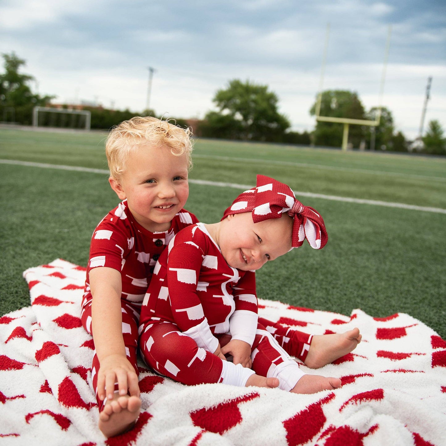 Baby Children Kids Gift State Football Plush Blanket Oklahoma Crimson & White