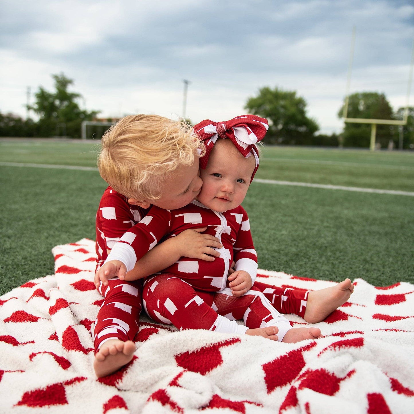 Baby Children Kids Gift State Football Plush Blanket Oklahoma Crimson & White