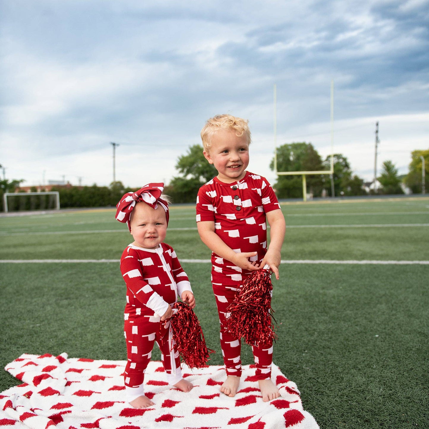 Baby Children Kids Gift State Football Plush Blanket Oklahoma Crimson & White