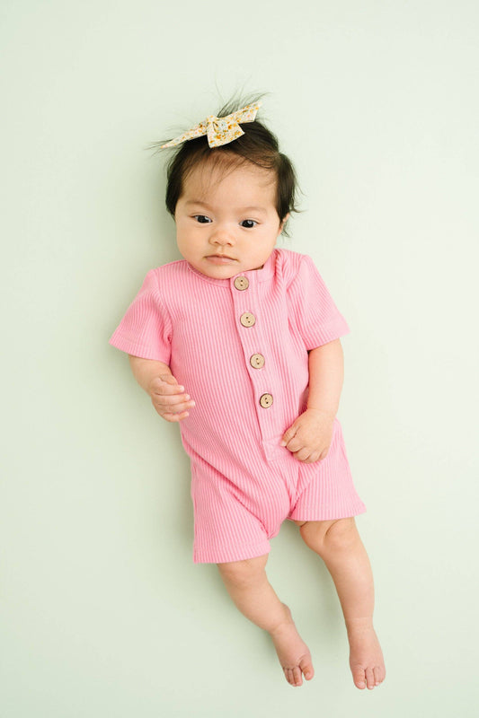 Passion Pink Ribbed Romper