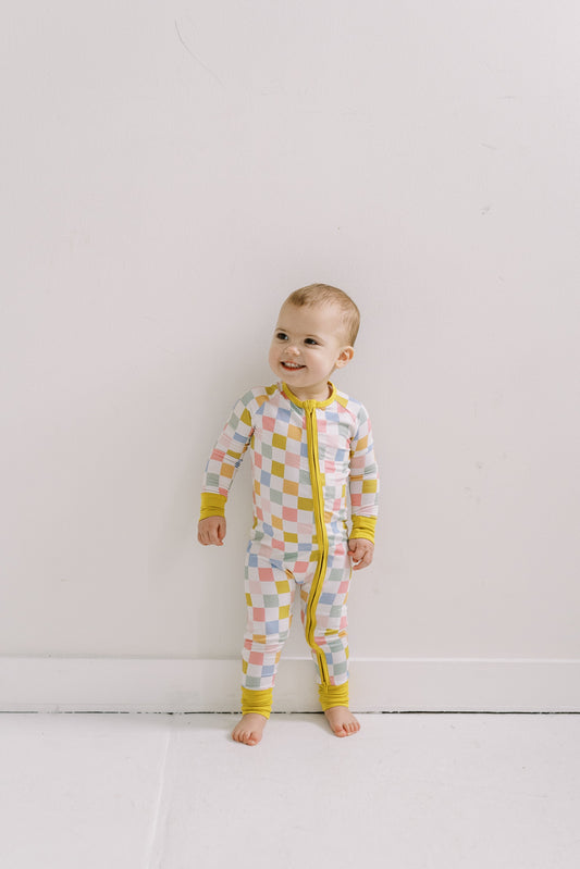 Sunset Checkerboard Bamboo Baby Sleeper