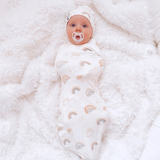 Rainbows Bamboo Swaddle & Beanie Set