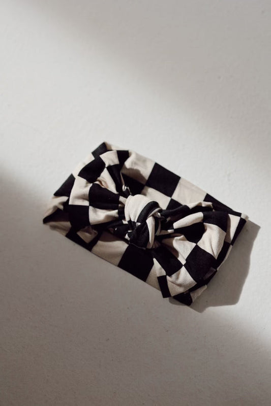 Black Checkerboard  | Bamboo Head Wrap