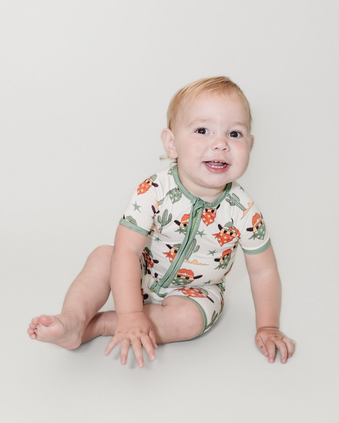 Bamboo Shorty Romper | Smiley Cowboy