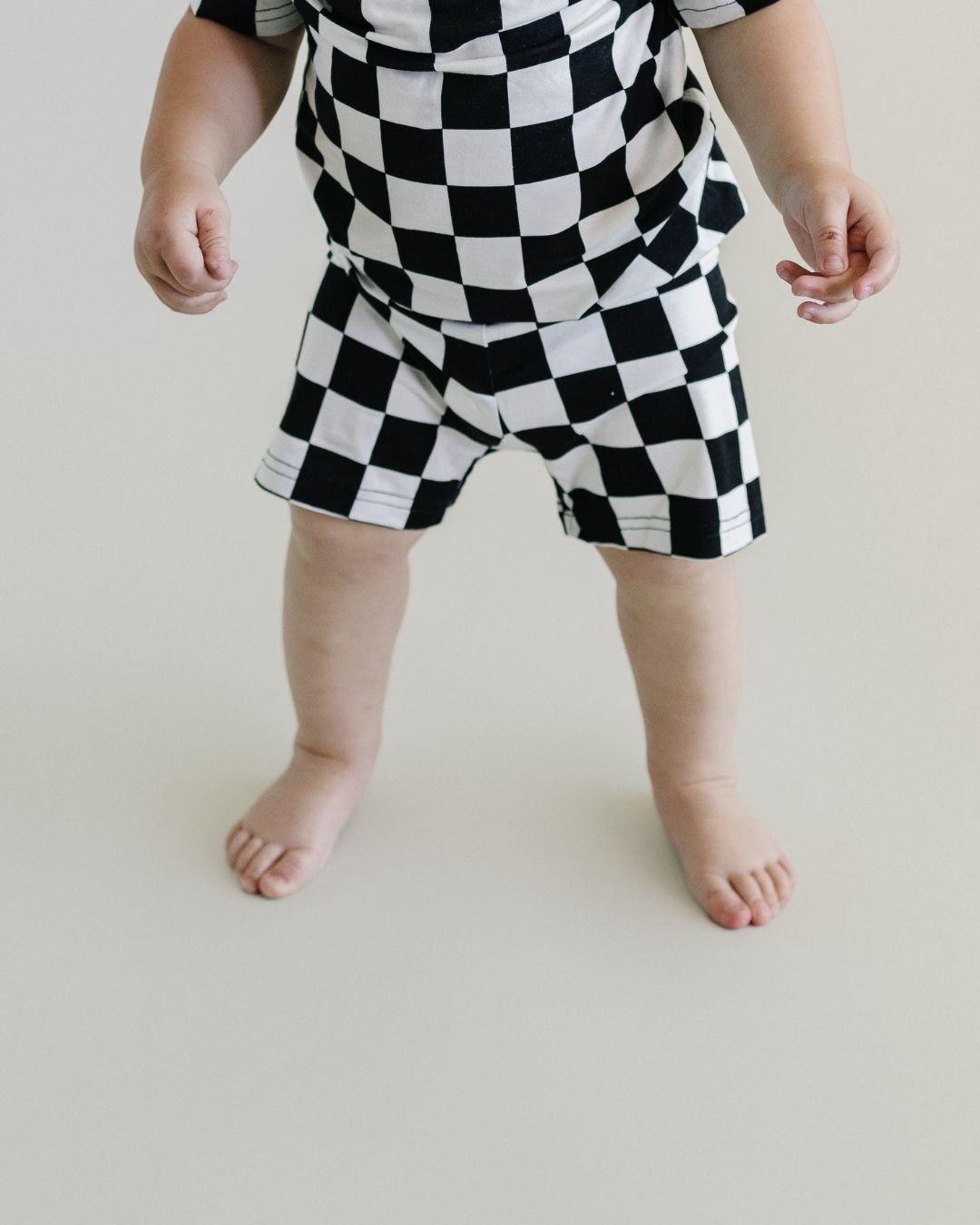 Bamboo Two Piece Shorts Set | Black Checkered
