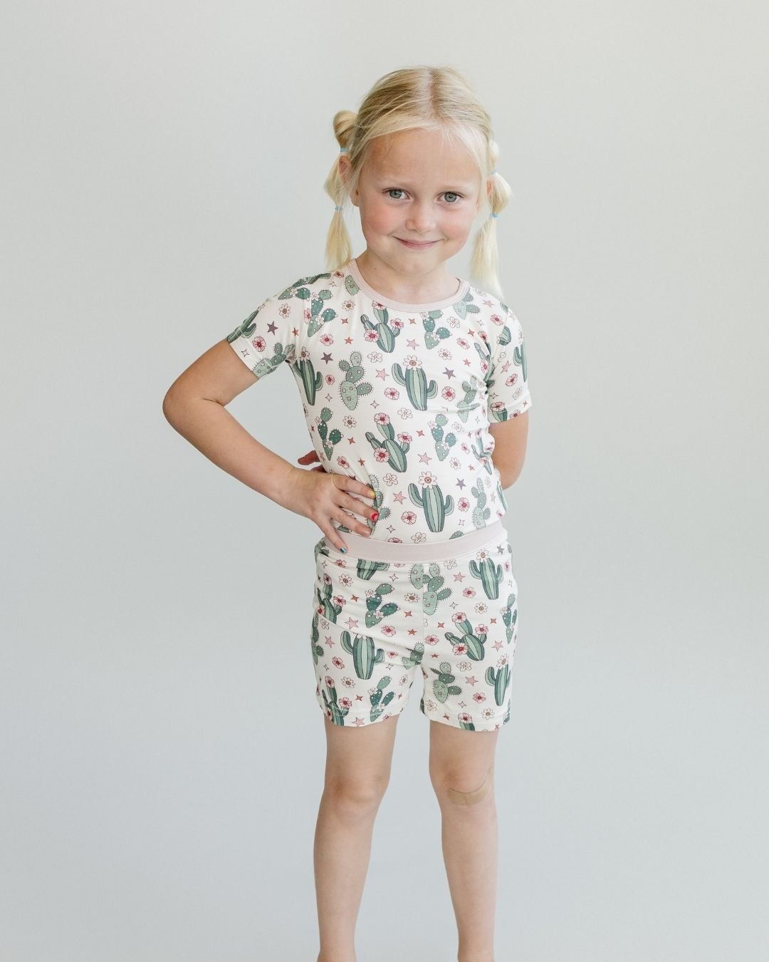 Bamboo Two Piece Shorts Set | Cactus Flowers