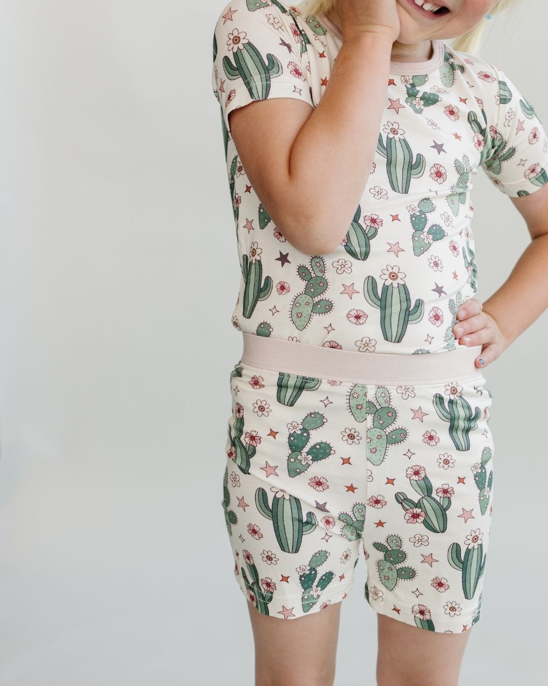 Bamboo Two Piece Shorts Set | Cactus Flowers