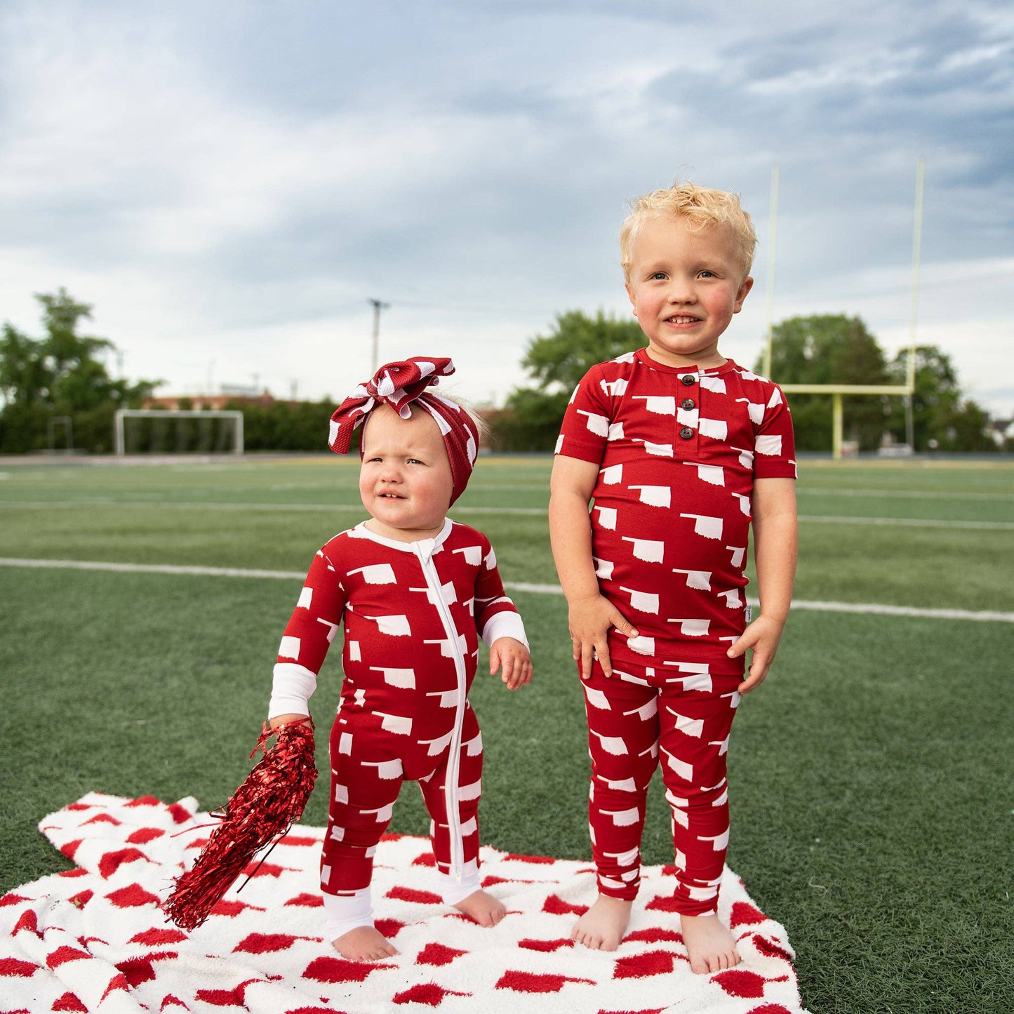 Baby Children Kids Gift State Football Plush Blanket Oklahoma Crimson & White