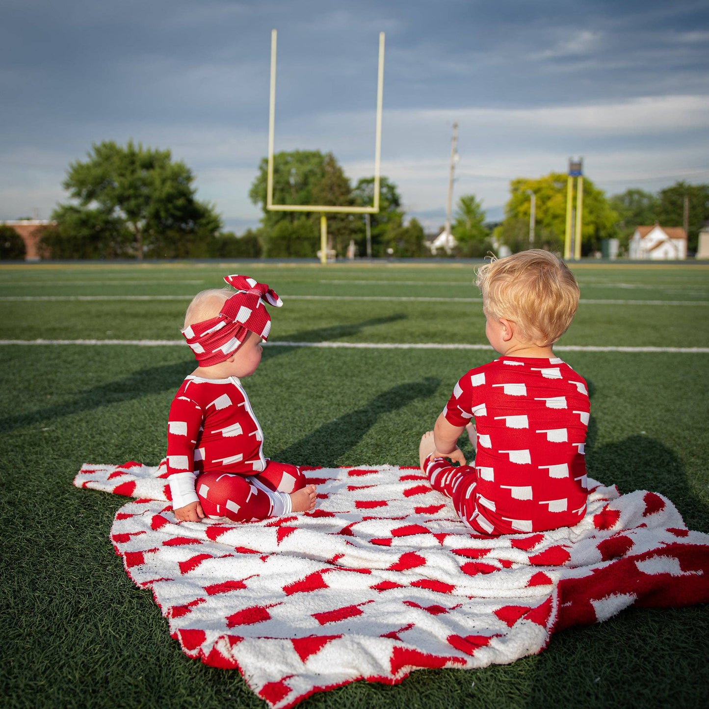 Baby Children Kids Gift State Football Plush Blanket Oklahoma Crimson & White