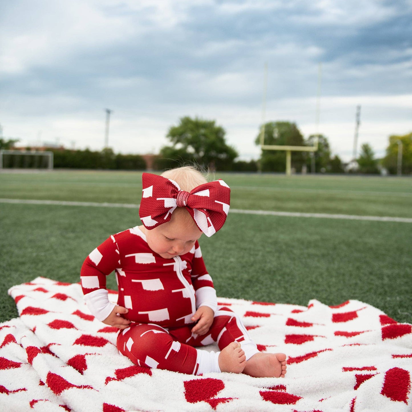 Baby Children Kids Gift State Football Plush Blanket Oklahoma Crimson & White