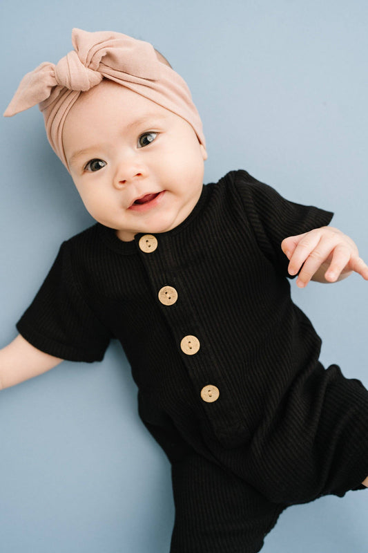 Black Ribbed Romper