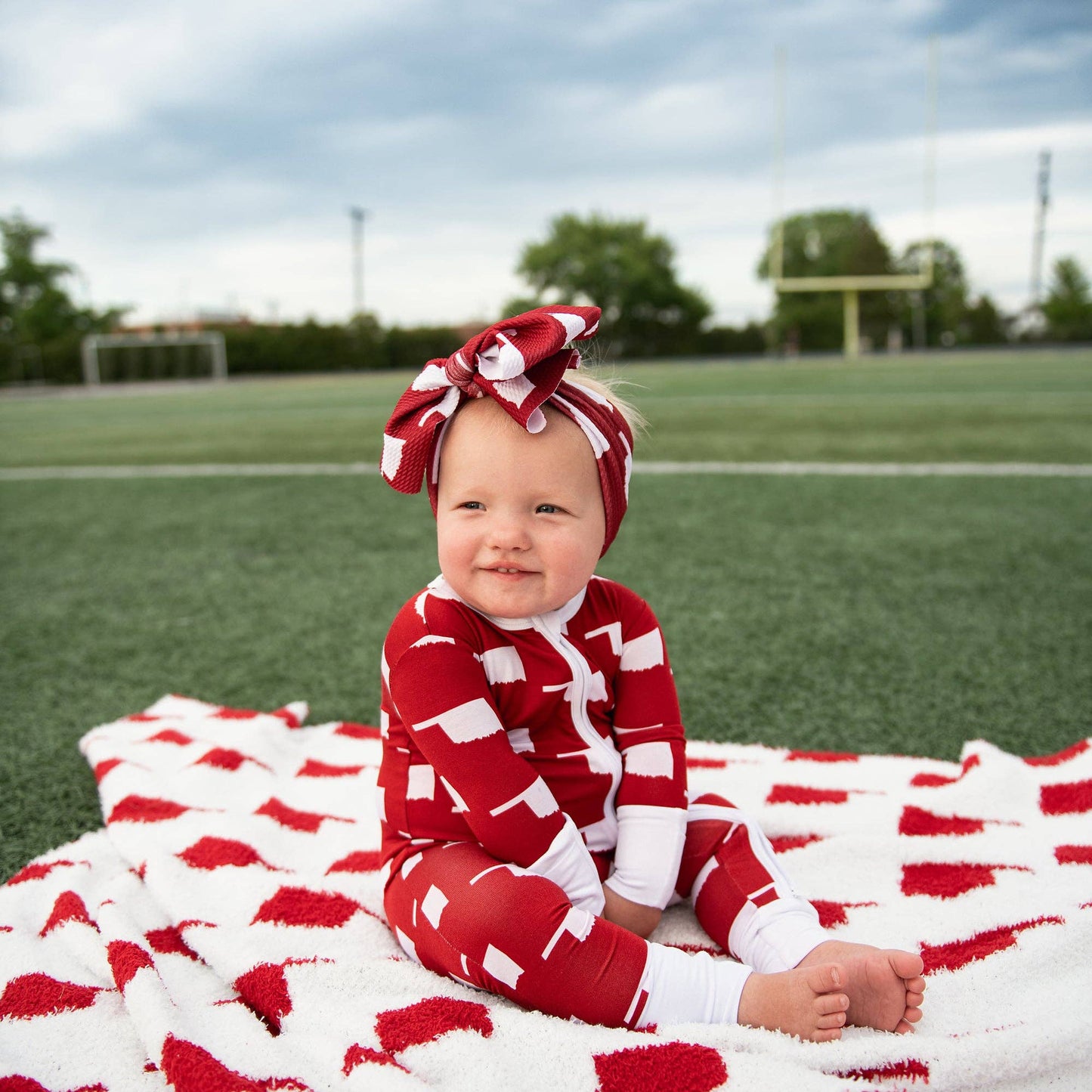 Baby Children Kids Gift State Football Plush Blanket Oklahoma Crimson & White