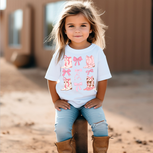 Boots and Bows Western Kids Tee Shirt