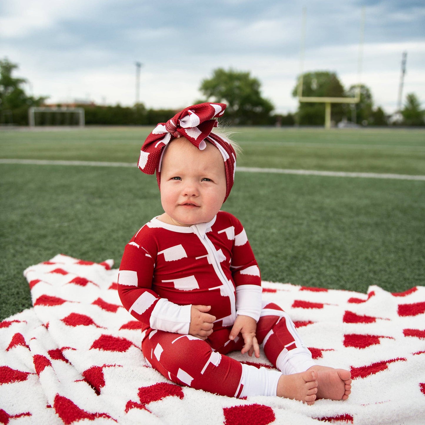 Baby Children Kids Gift State Football Plush Blanket Oklahoma Crimson & White