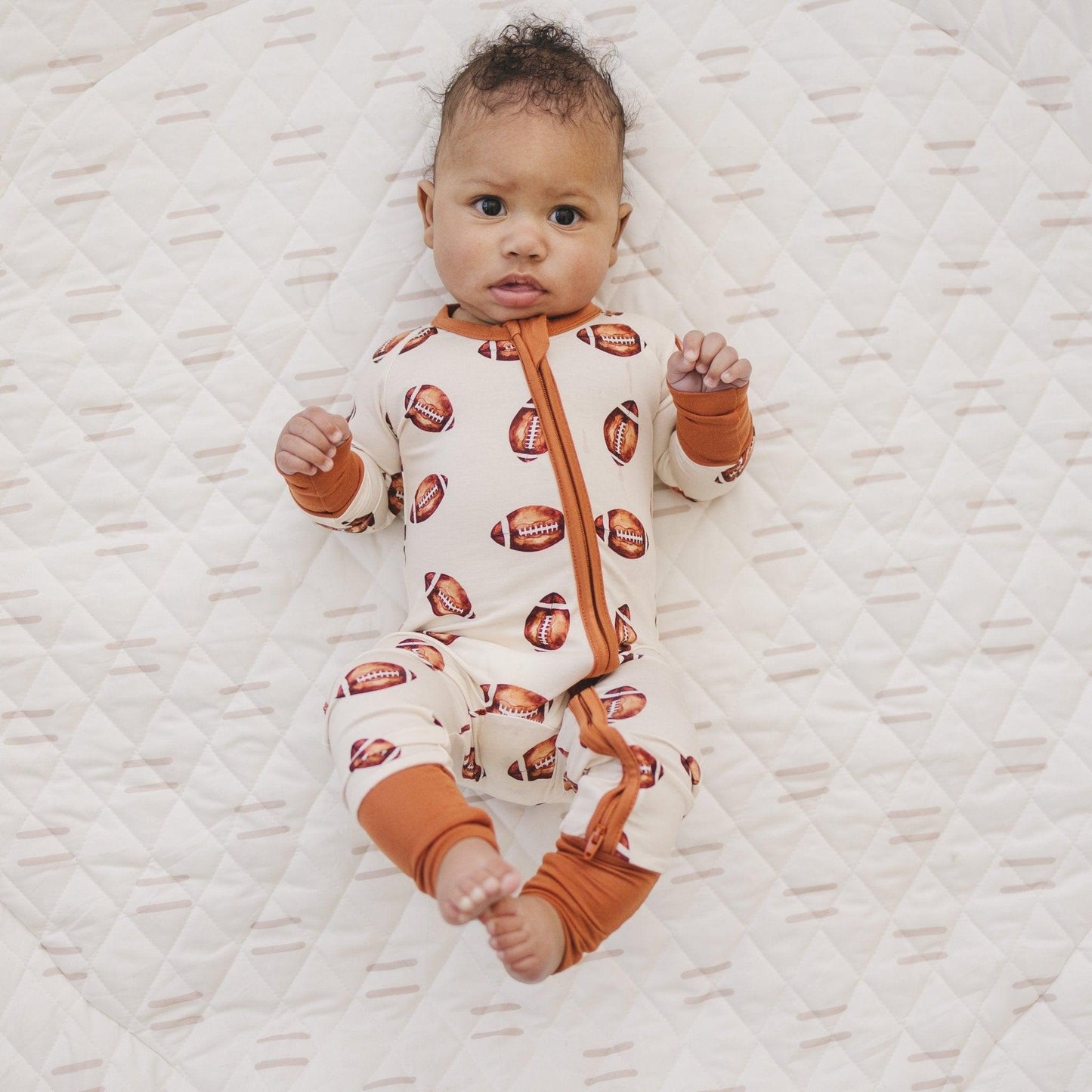 Football Print Bamboo Zippy Romper