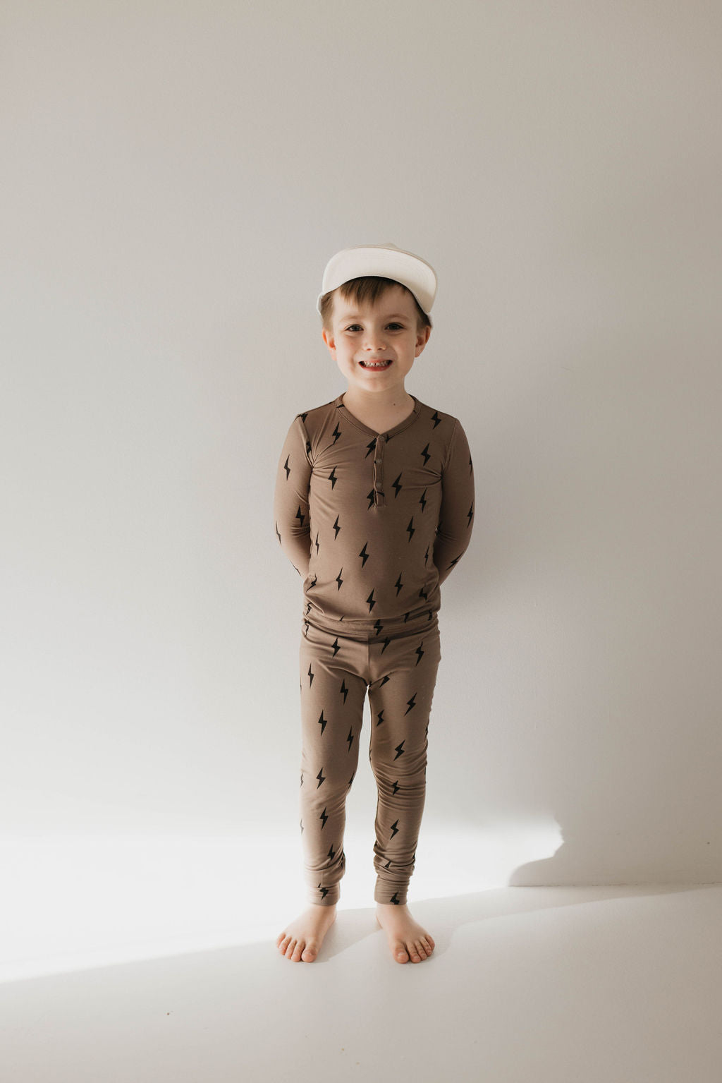 Bamboo Two Piece Pajama | Brown & Black Lightning Bolt